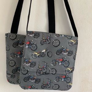 Motor Bikes on Gray Cross Body / Messenger Bag